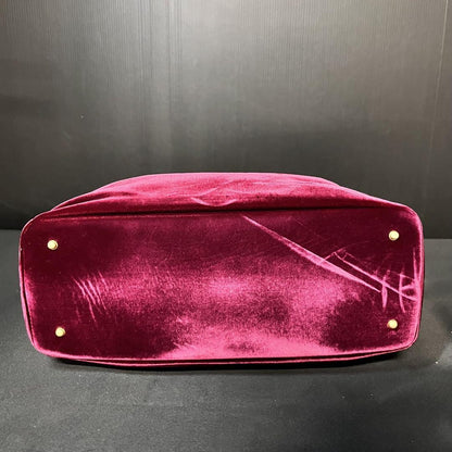 GIVENCHY Hand Bag Tote Purse Logo Velour Bordeaux Authentic