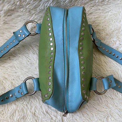 Dolce & Gabbana Hand Bag Tote Purse Mini Boston Leather Green Blue Authentic