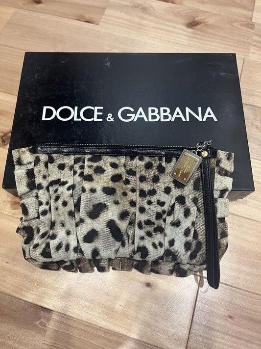 Dolce & Gabbana Clutch Bag Second Bag Leopard Authentic
