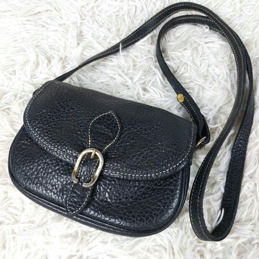 Longchamp Shoulder Bag Purse Leather Black Authentic