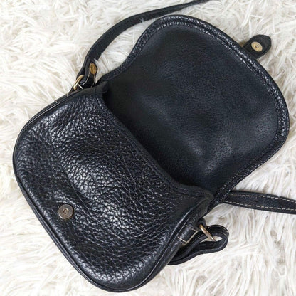 Longchamp Shoulder Bag Purse Leather Black Authentic