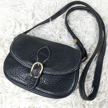 Longchamp Shoulder Bag Purse Leather Black Authentic