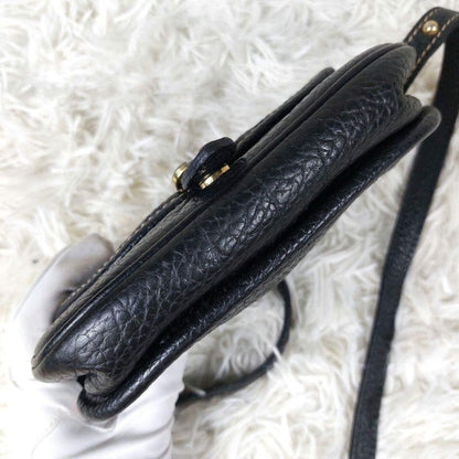 Longchamp Shoulder Bag Purse Leather Black Authentic