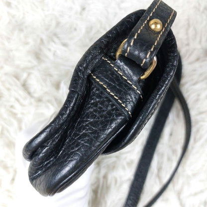 Longchamp Shoulder Bag Purse Leather Black Authentic