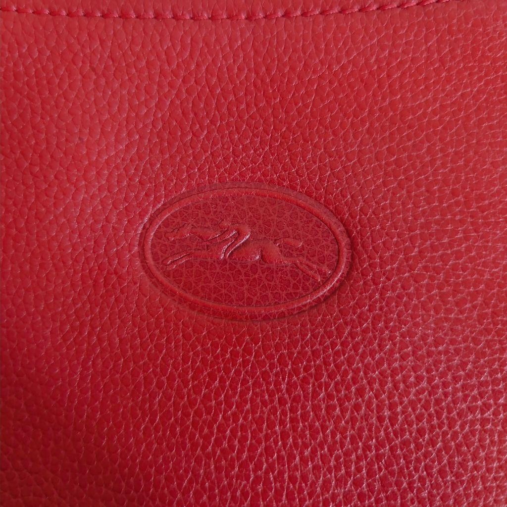 Longchamp Shoulder Bag Purse Leather Red Authentic