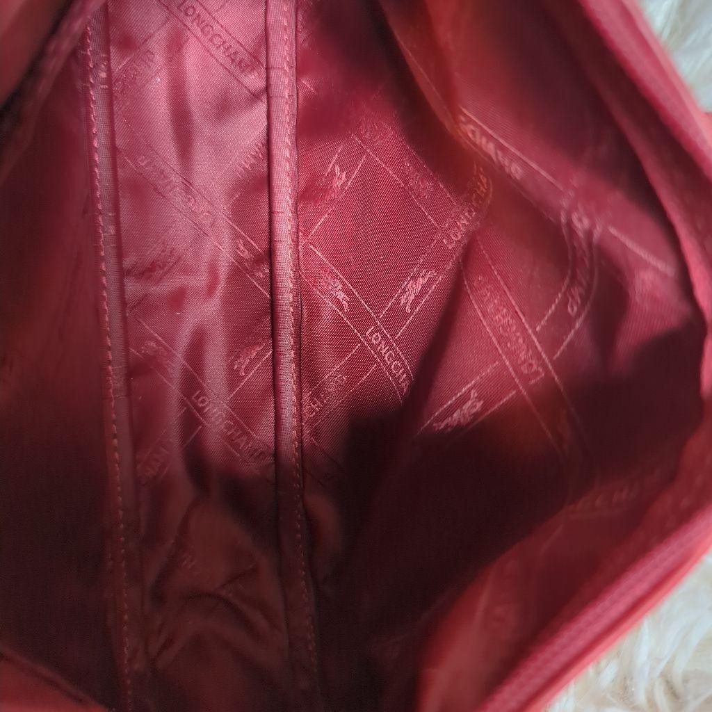 Longchamp Shoulder Bag Purse Leather Red Authentic