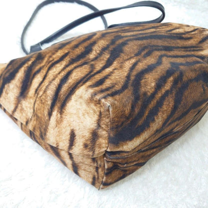 Longchamp Hand Bag Tote Purse Le Pliage Leather Leopard Authentic