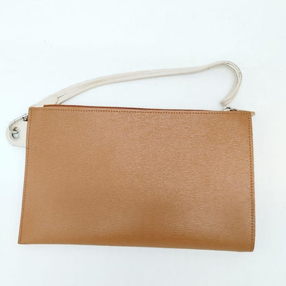 Longchamp Hand Bag Tote Purse Leather Brown Beige Authentic