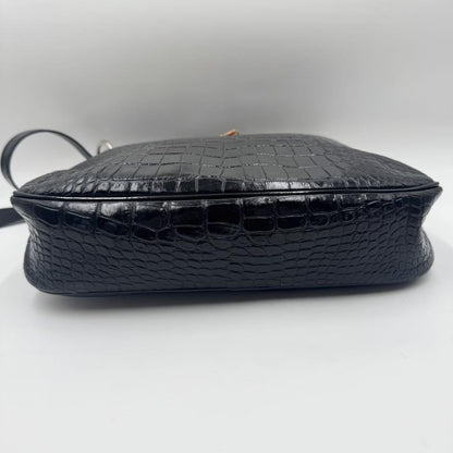 Longchamp Shoulder Bag Purse Leather Black Authentic