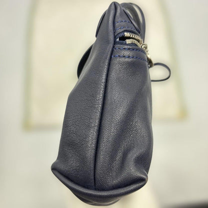 Longchamp Shoulder Bag Purse Le Pliage Leather Navy Authentic