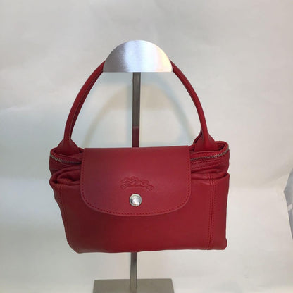 Longchamp Shoulder Bag Purse 2way Le Pliage Leather Red Authentic