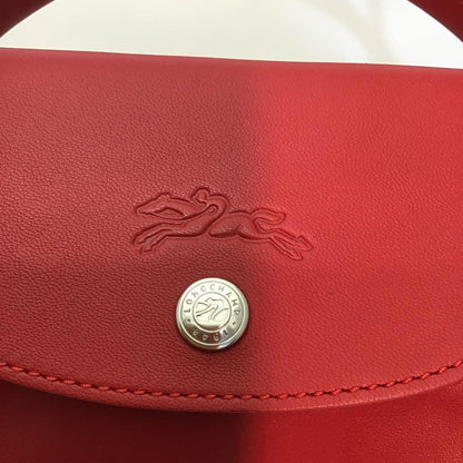 Longchamp Shoulder Bag Purse 2way Le Pliage Leather Red Authentic