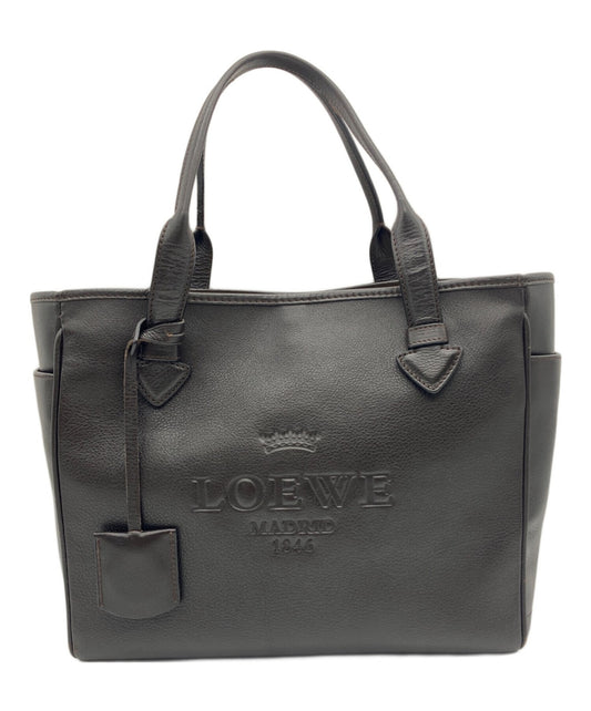 LOEWE Hand Bag Tote Purse Dark Brown Authentic