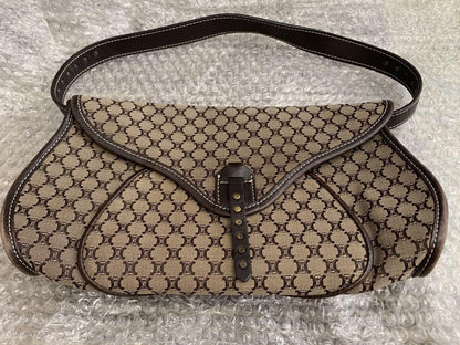 CELINE Accessory Pouch Hand Pouch Macadam Canvas Brown Authentic