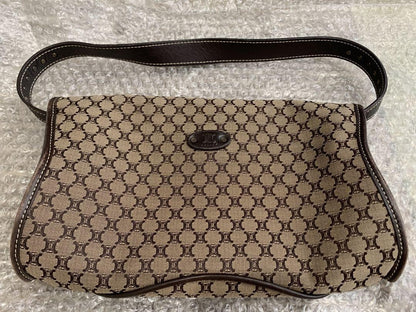 CELINE Accessory Pouch Hand Pouch Macadam Canvas Brown Authentic