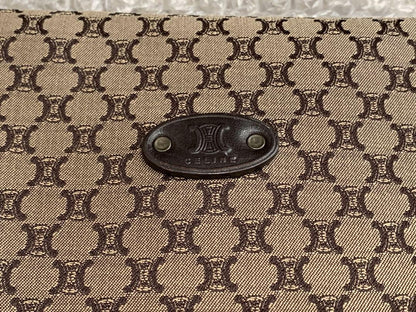 CELINE Accessory Pouch Hand Pouch Macadam Canvas Brown Authentic