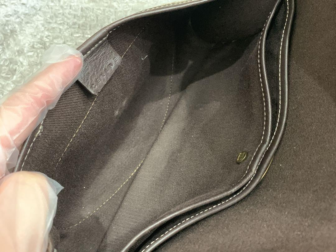 CELINE Accessory Pouch Hand Pouch Macadam Canvas Brown Authentic