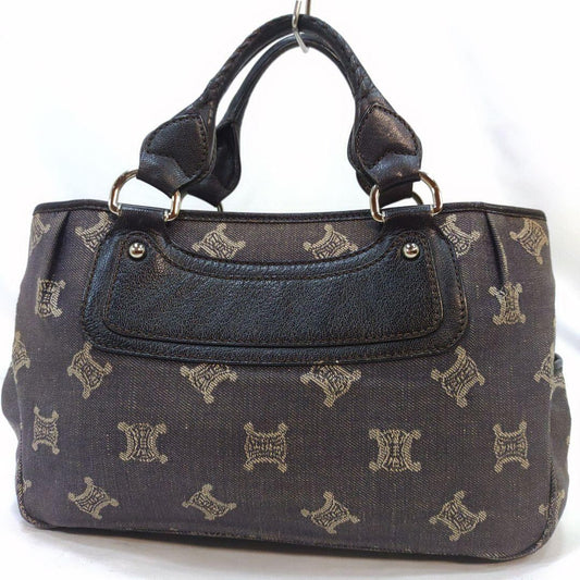 CELINE Hand Bag Tote Purse Boogie Macadam Leather Denim Authentic