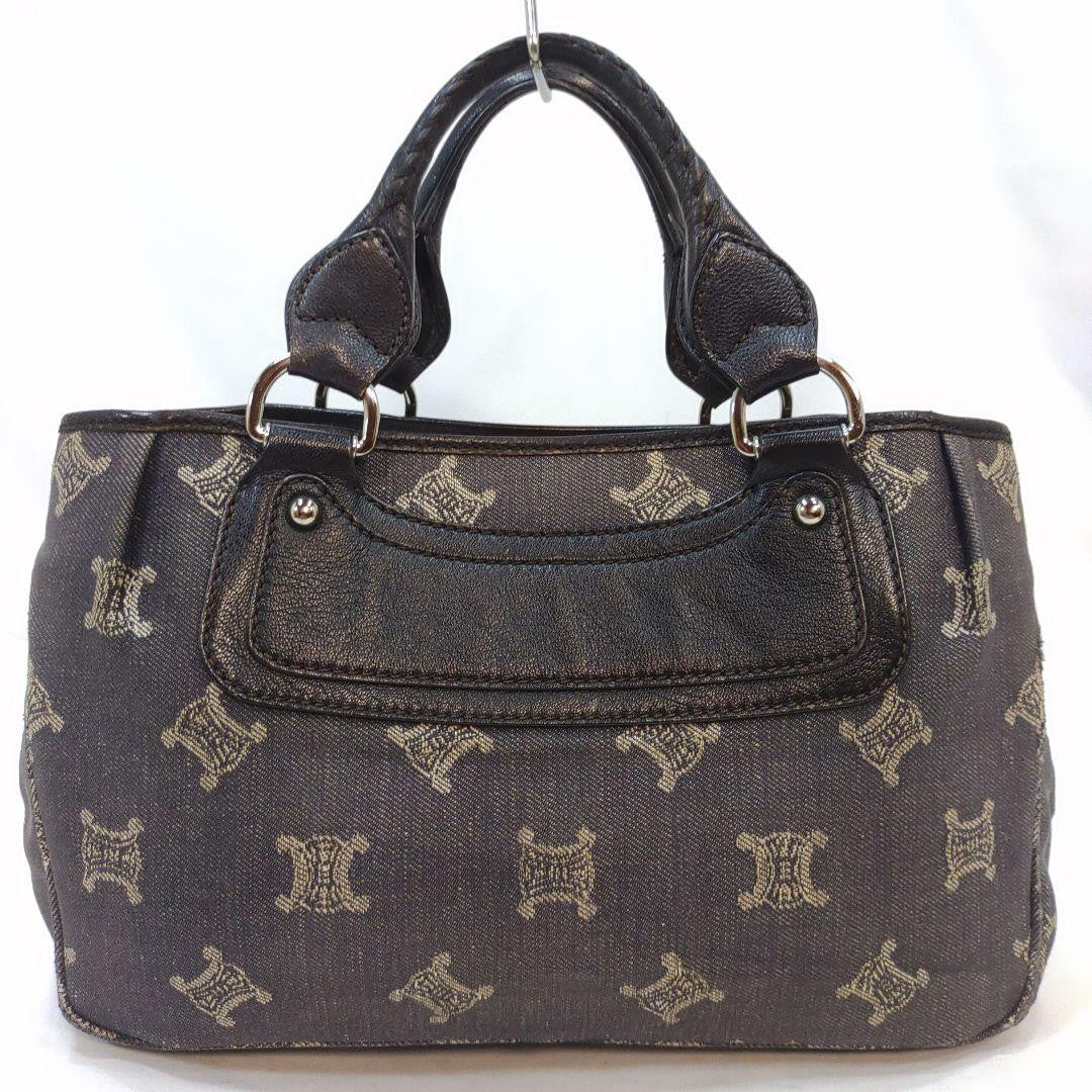 CELINE Hand Bag Tote Purse Boogie Macadam Leather Denim Authentic