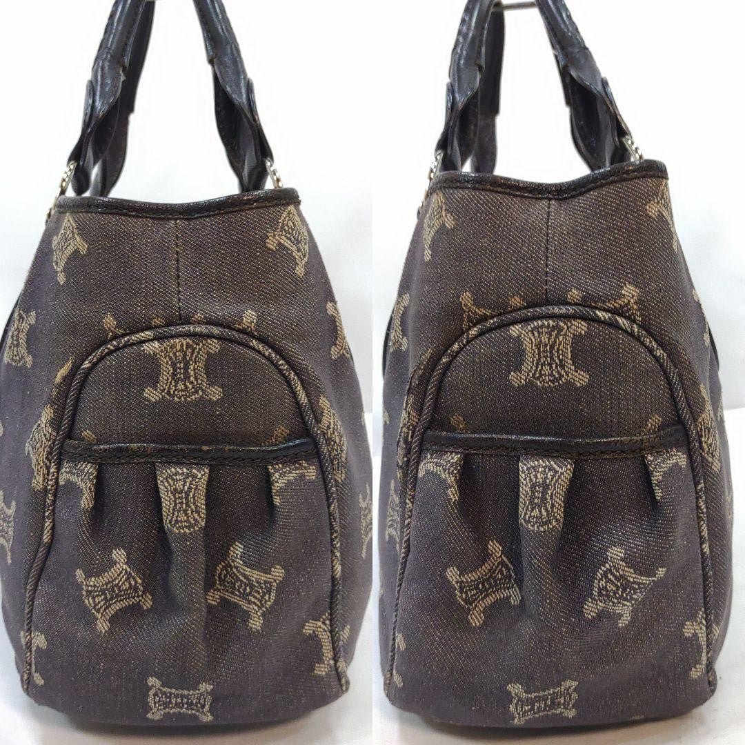CELINE Hand Bag Tote Purse Boogie Macadam Leather Denim Authentic