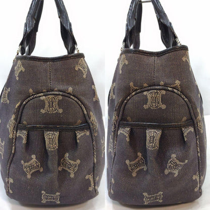 CELINE Hand Bag Tote Purse Boogie Macadam Leather Denim Authentic