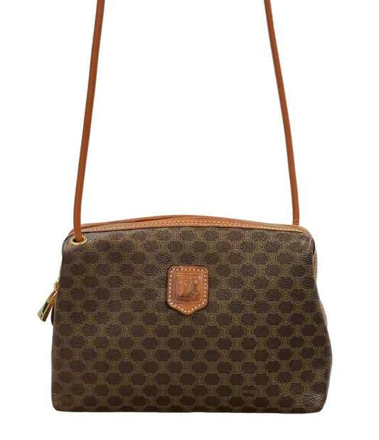 CELINE Shoulder Bag Purse Macadam Brown Authentic