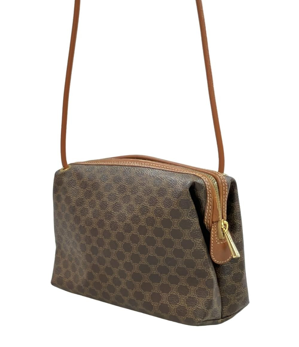 CELINE Shoulder Bag Purse Macadam Brown Authentic