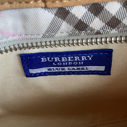 BURBERRY Shoulder Bag Purse Canvas Leather Camel Beige Authentic