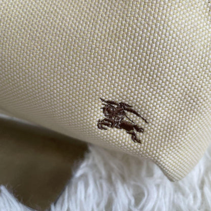 BURBERRY Shoulder Bag Purse Canvas Leather Camel Beige Authentic