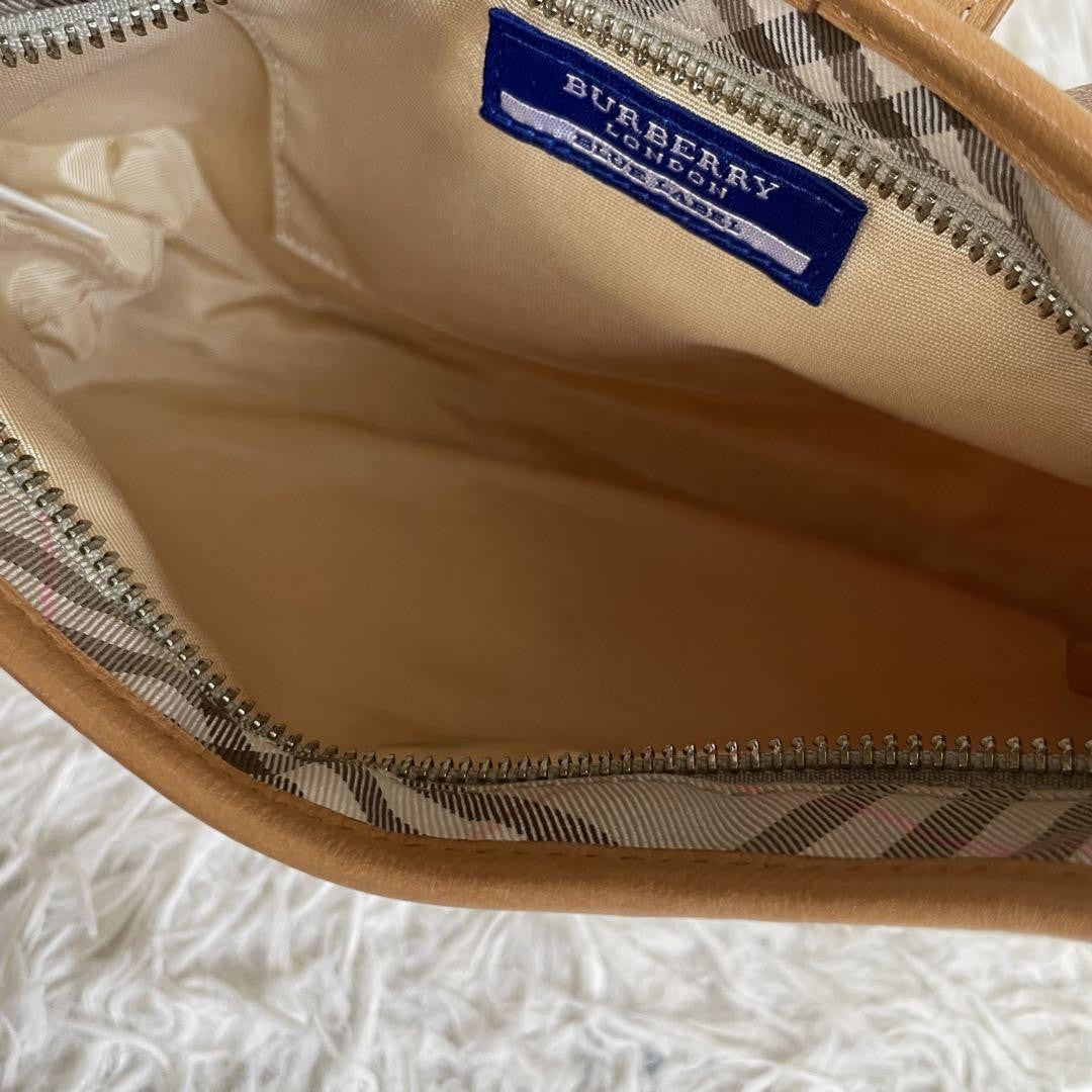 BURBERRY Shoulder Bag Purse Canvas Leather Camel Beige Authentic