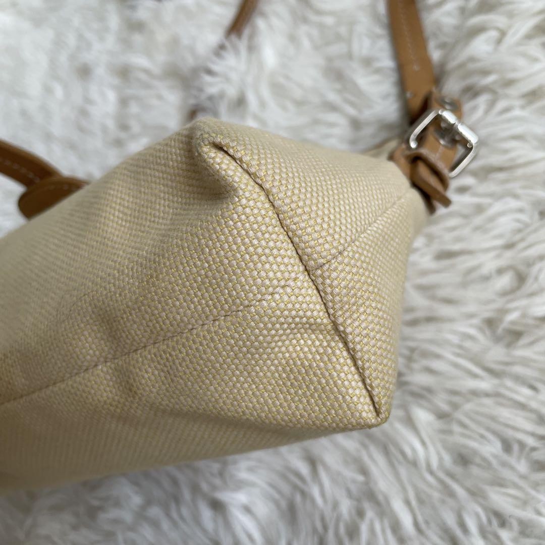 BURBERRY Shoulder Bag Purse Canvas Leather Camel Beige Authentic