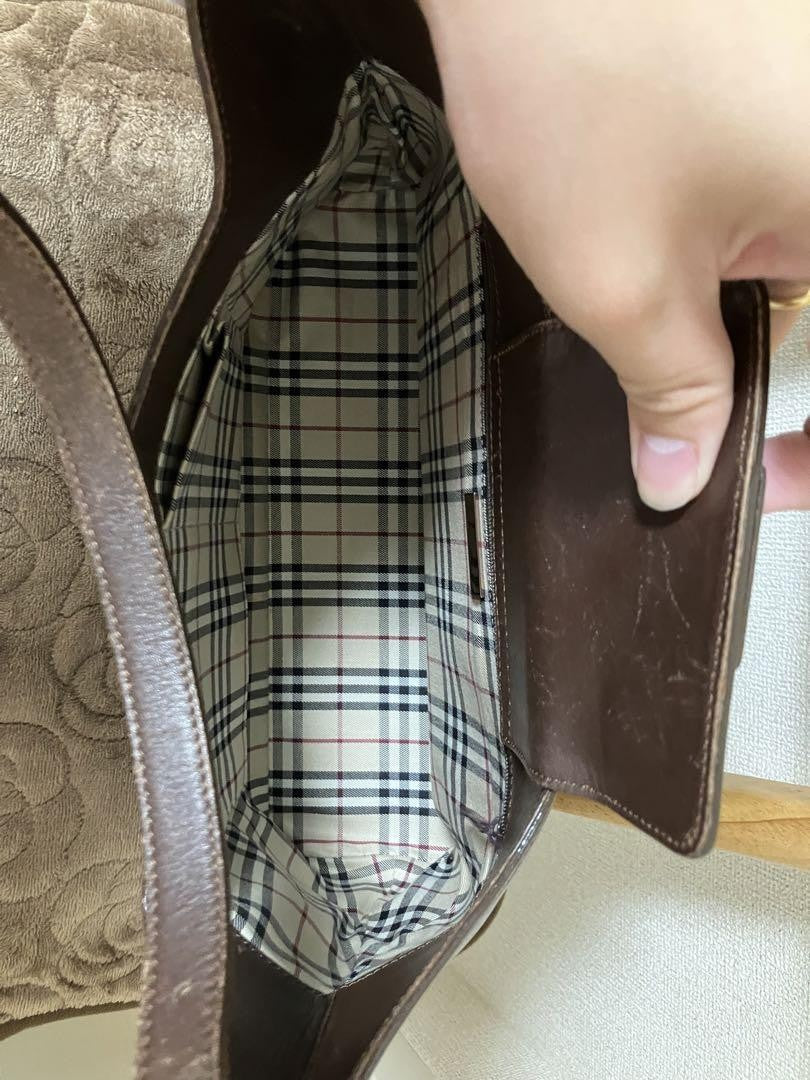 BURBERRY Shoulder Bag Purse Nova Check Brown Authentic