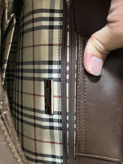 BURBERRY Shoulder Bag Purse Nova Check Brown Authentic