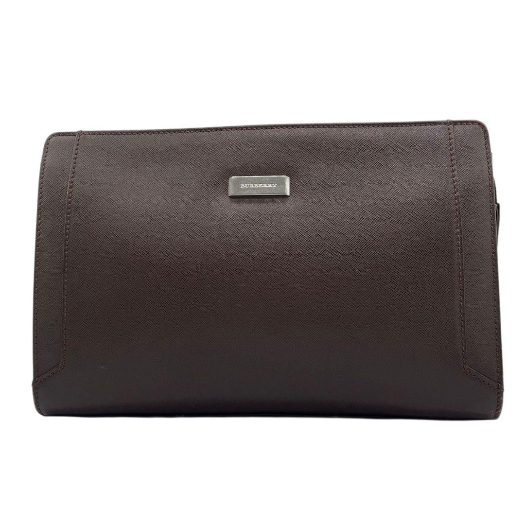 BURBERRY Clutch Bag Second Bag Leather Brown Authentic