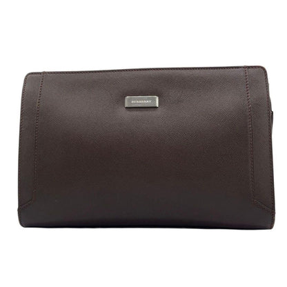 BURBERRY Clutch Bag Second Bag Leather Brown Authentic