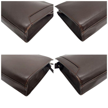 BURBERRY Clutch Bag Second Bag Leather Brown Authentic
