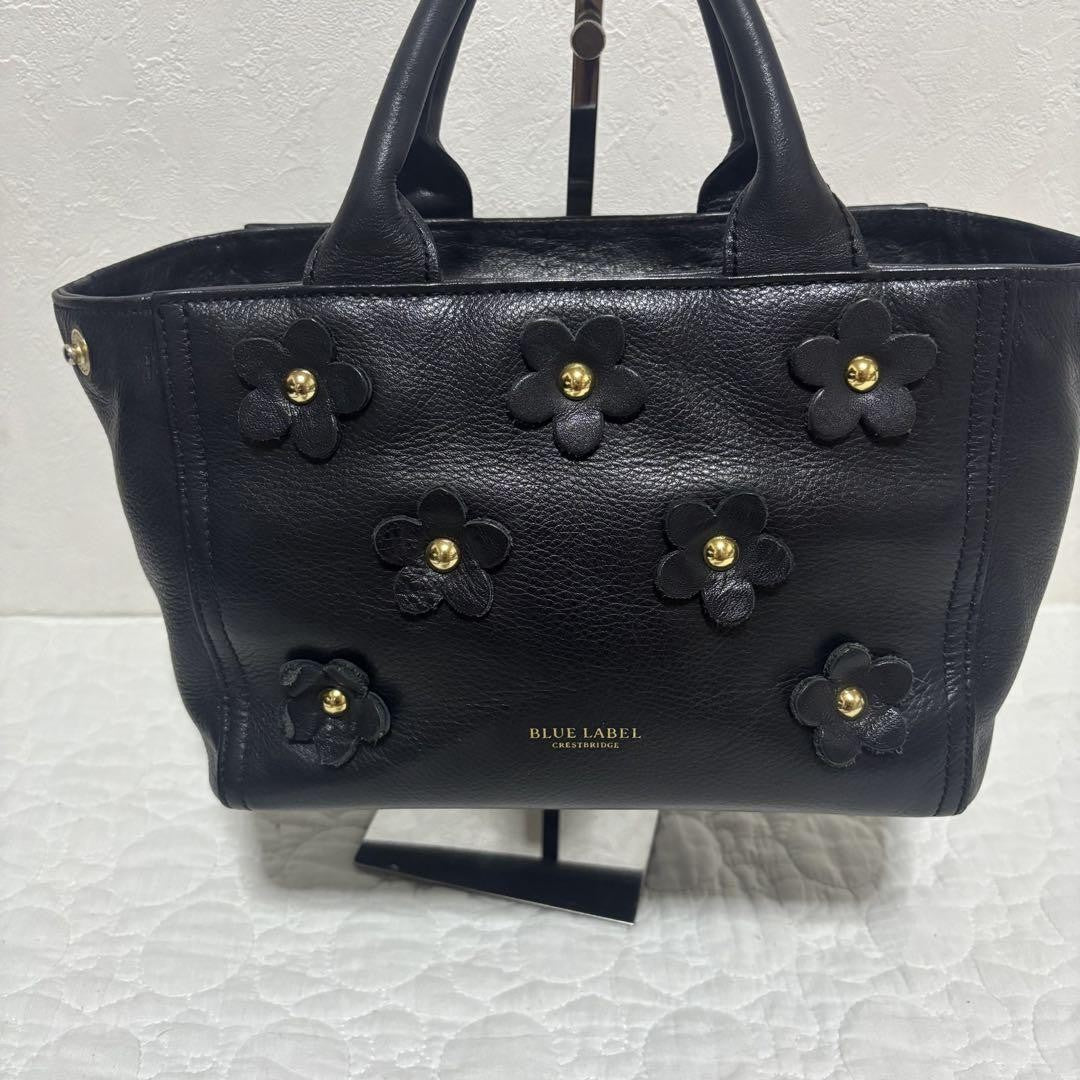 BURBERRY BLUE LABEL Hand Bag Tote Purse 2way Nova Check Leather Black Authentic