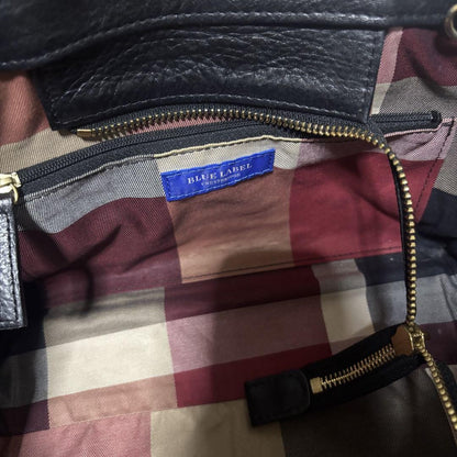 BURBERRY BLUE LABEL Hand Bag Tote Purse 2way Nova Check Leather Black Authentic