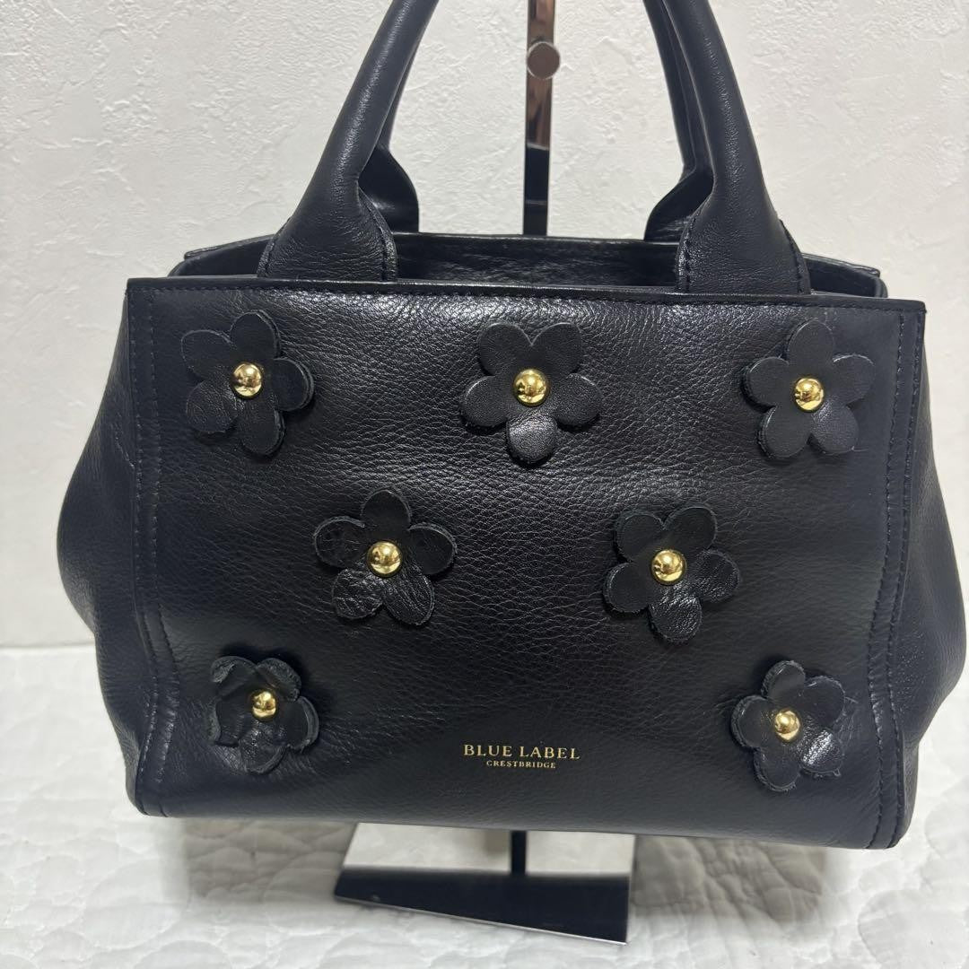 BURBERRY BLUE LABEL Hand Bag Tote Purse 2way Nova Check Leather Black Authentic
