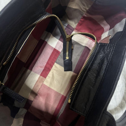 BURBERRY BLUE LABEL Hand Bag Tote Purse 2way Nova Check Leather Black Authentic