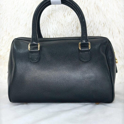 BURBERRY Mini Boston Bag Hand Bag Tote Purse Nova Check Leather Black Authentic