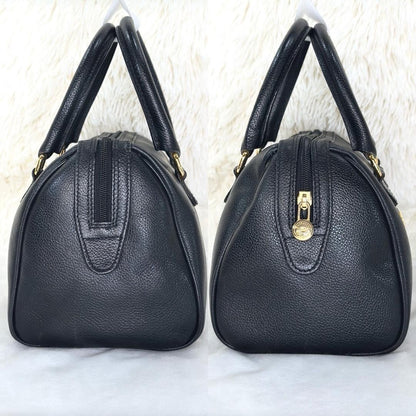BURBERRY Mini Boston Bag Hand Bag Tote Purse Nova Check Leather Black Authentic