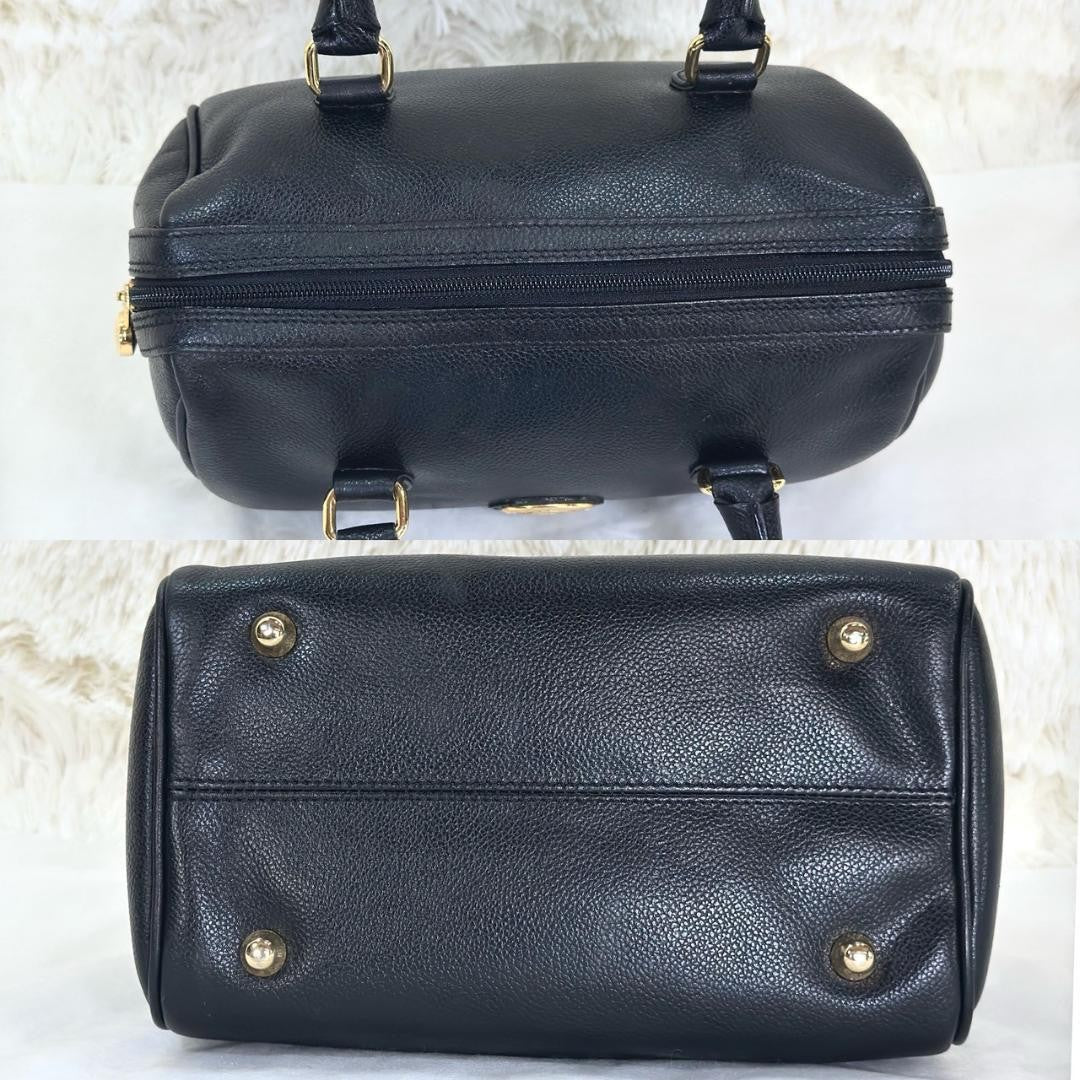 BURBERRY Mini Boston Bag Hand Bag Tote Purse Nova Check Leather Black Authentic