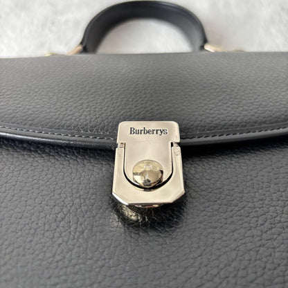 BURBERRYS Hand Bag Tote Purse Nova Check Leather Black Authentic