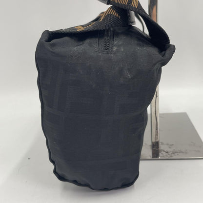 FENDI Mini Hand Bag Tote Purse Hand Pouch FF Zucca Black Authentic