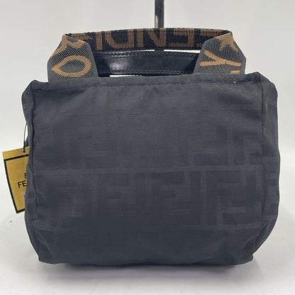 FENDI Mini Hand Bag Tote Purse Hand Pouch FF Zucca Black Authentic