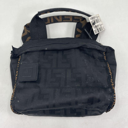 FENDI Mini Hand Bag Tote Purse Hand Pouch FF Zucca Black Authentic