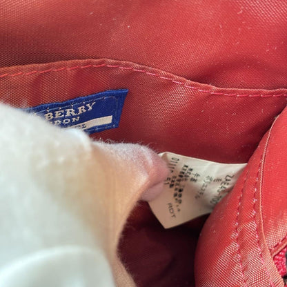 BURBERRY BLUE LABEL Hand Bag Tote Purse Nova Check Canvas Leather Red Authentic