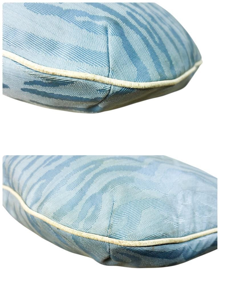 FENDI Shoulder Bag Purse Canvas Leather Light Blue Authentic