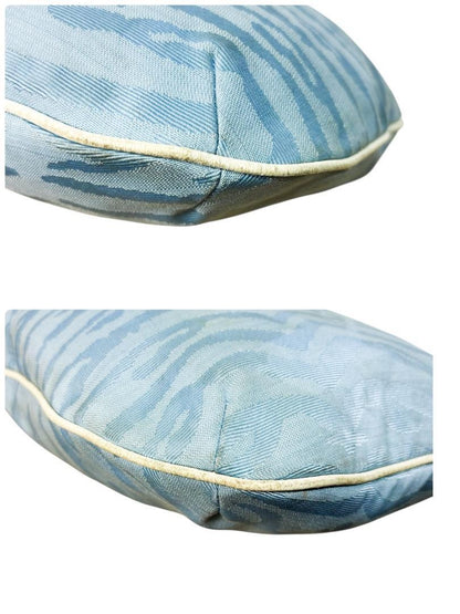 FENDI Shoulder Bag Purse Canvas Leather Light Blue Authentic